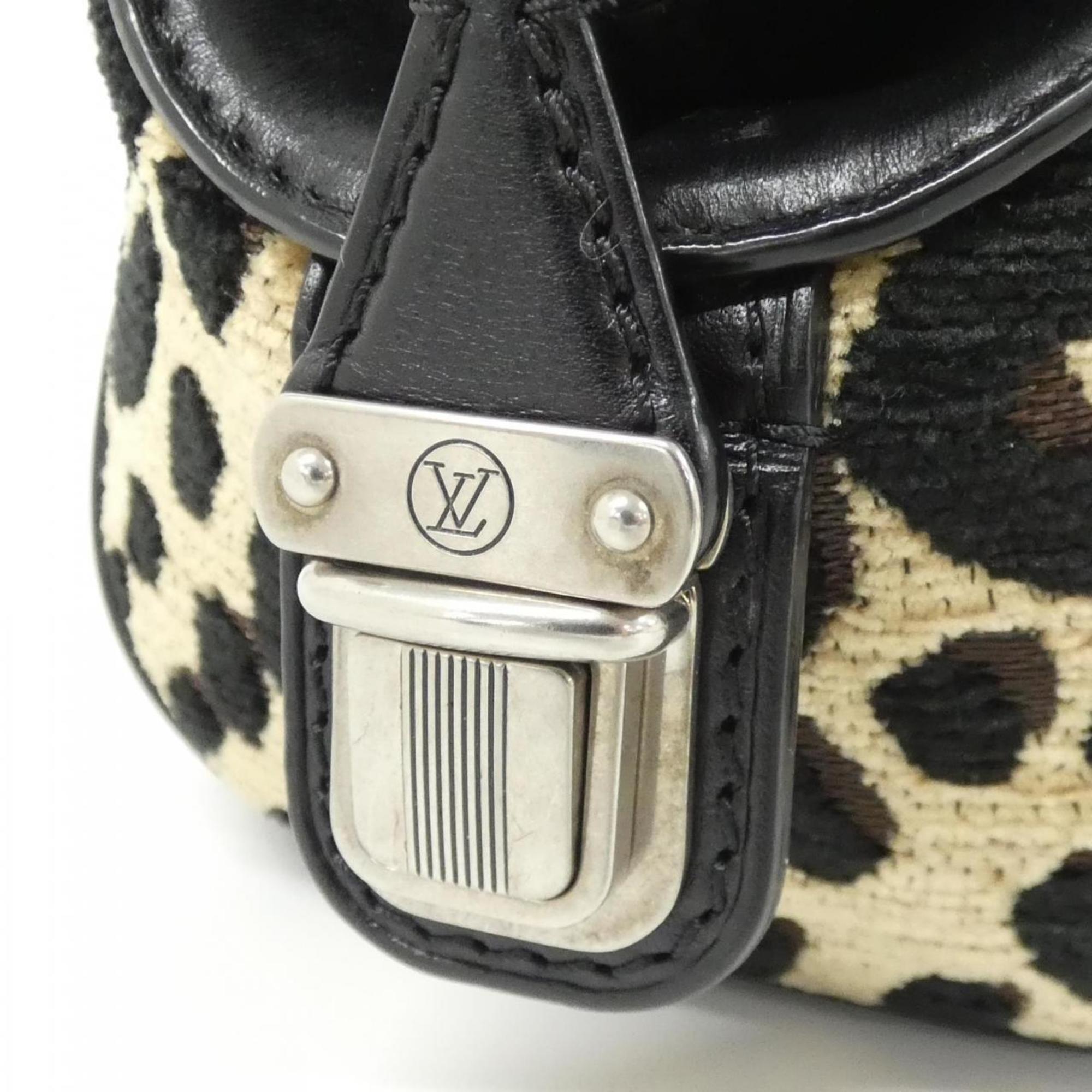 Louis Vuitton Leopard Beige Black Canvas Leather Handbag