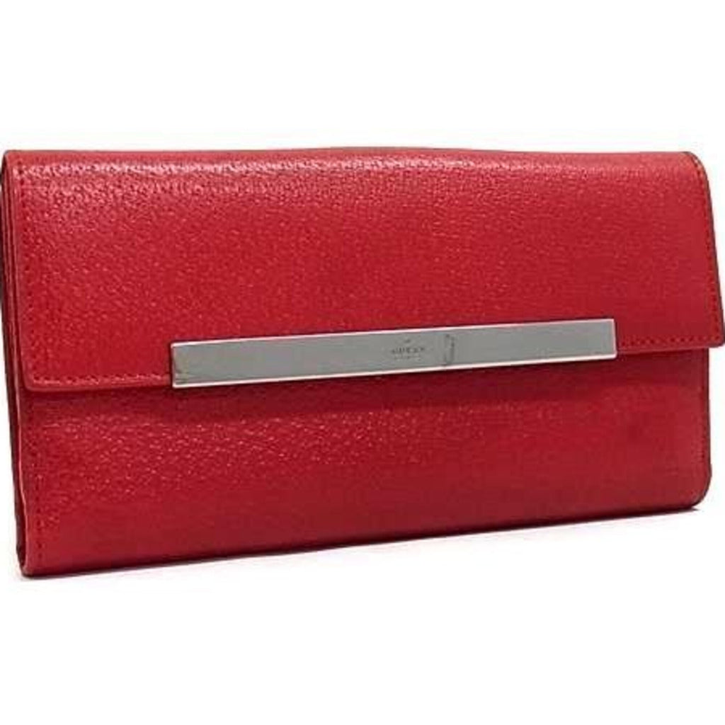 Gucci Red Color Leather Long Wallet (Bi-Fold) (Pre-Owned)