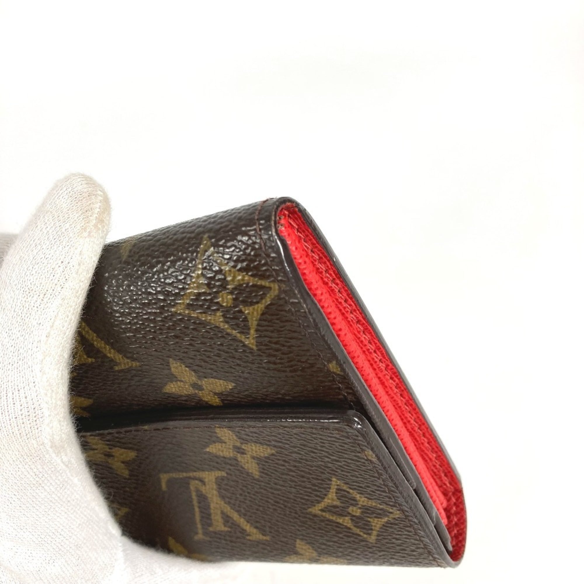 Louis Vuitton Brown Red Color Canvas Monogram Long Wallet (Tri-Fold)