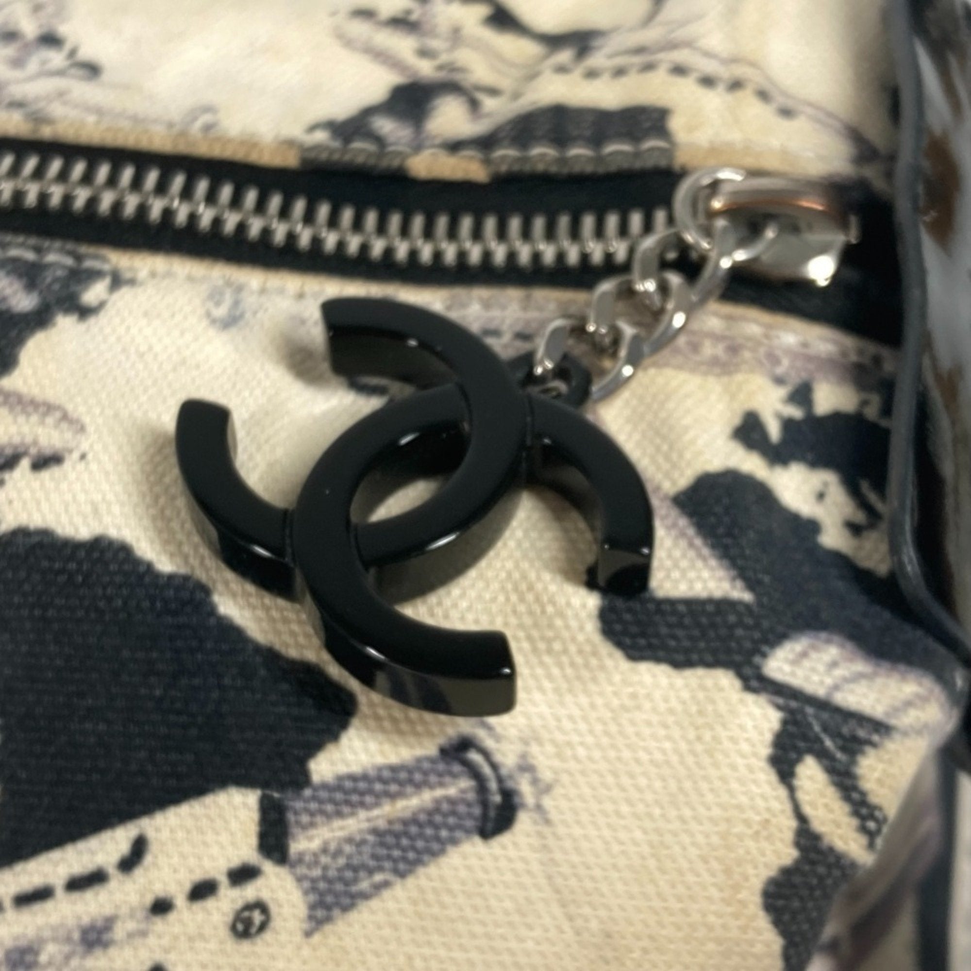 Chanel Black White Canvas Handbag