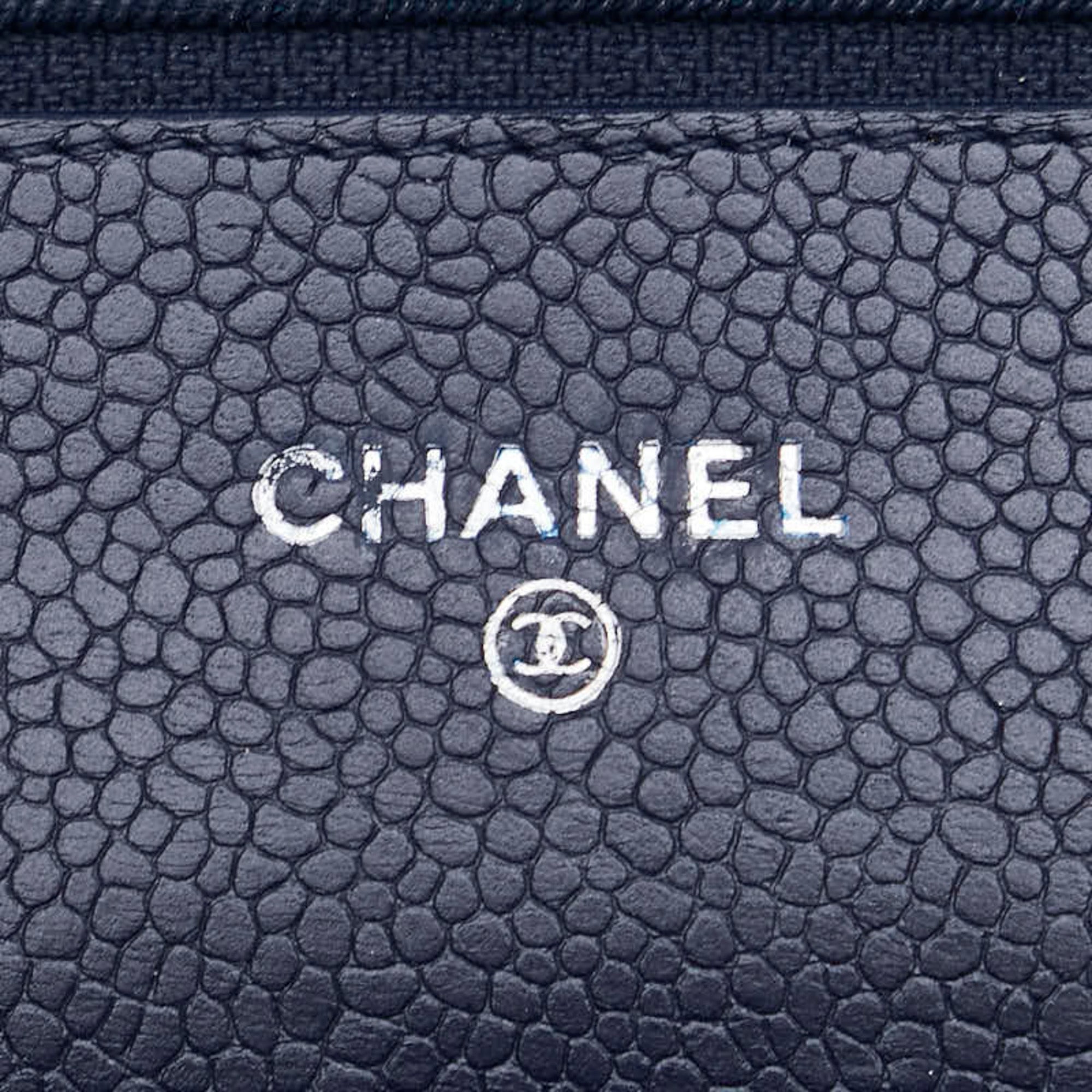 Chanel Navy Grained Calfskin Coin Purse/Coin Case