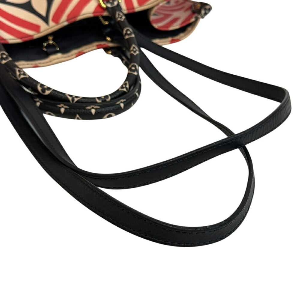 Louis Vuitton Beige Black Multi-Color Red Color Leather Handbag Shoulder Bag Tote Bag