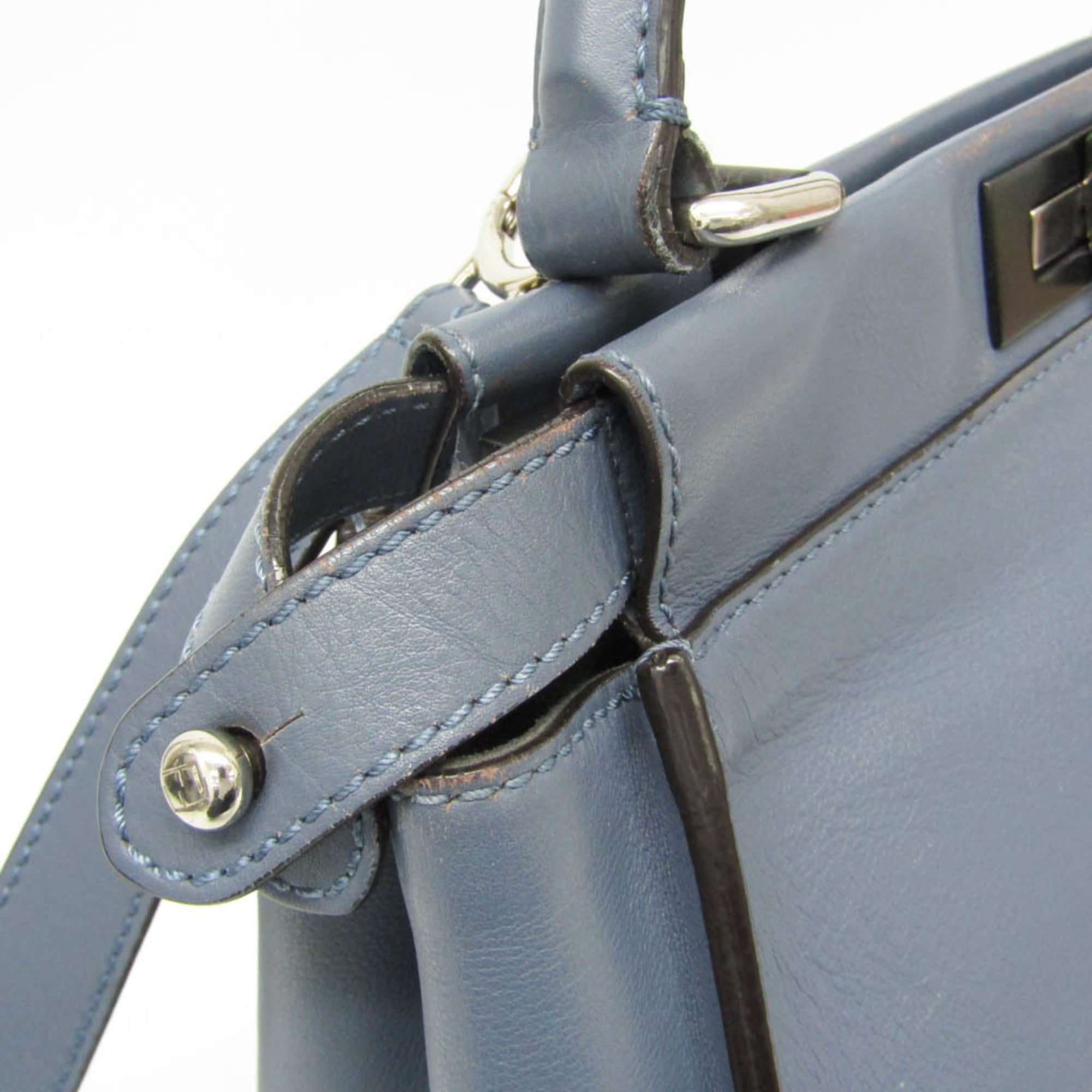 Fendi Peekaboo Blue Leather Handbag Shoulder Bag