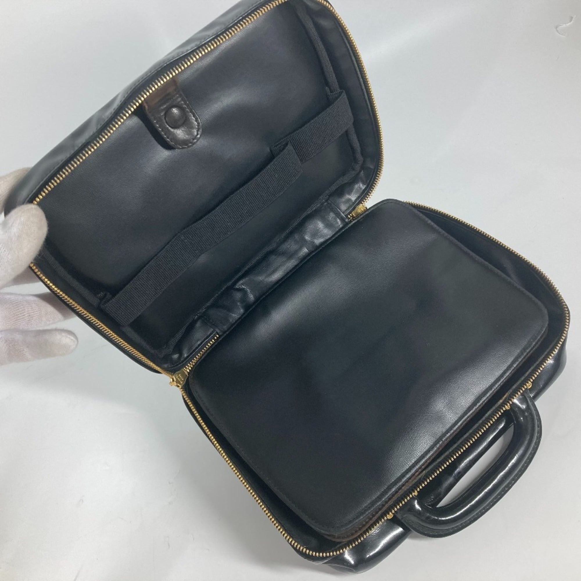 Chanel Black Leather Handbag Vanity Bag