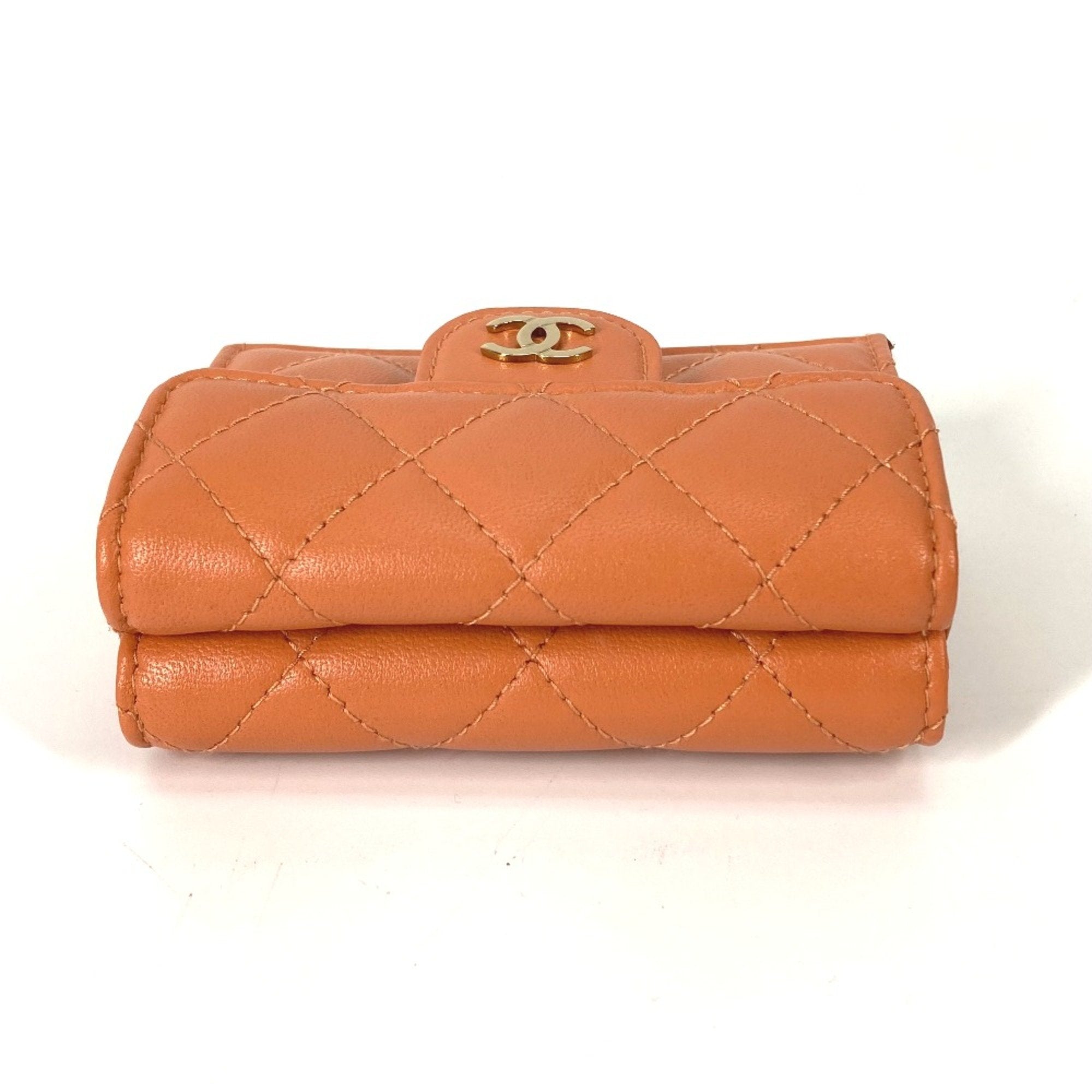 Chanel Orange Leather Wallet (Tri-Fold)