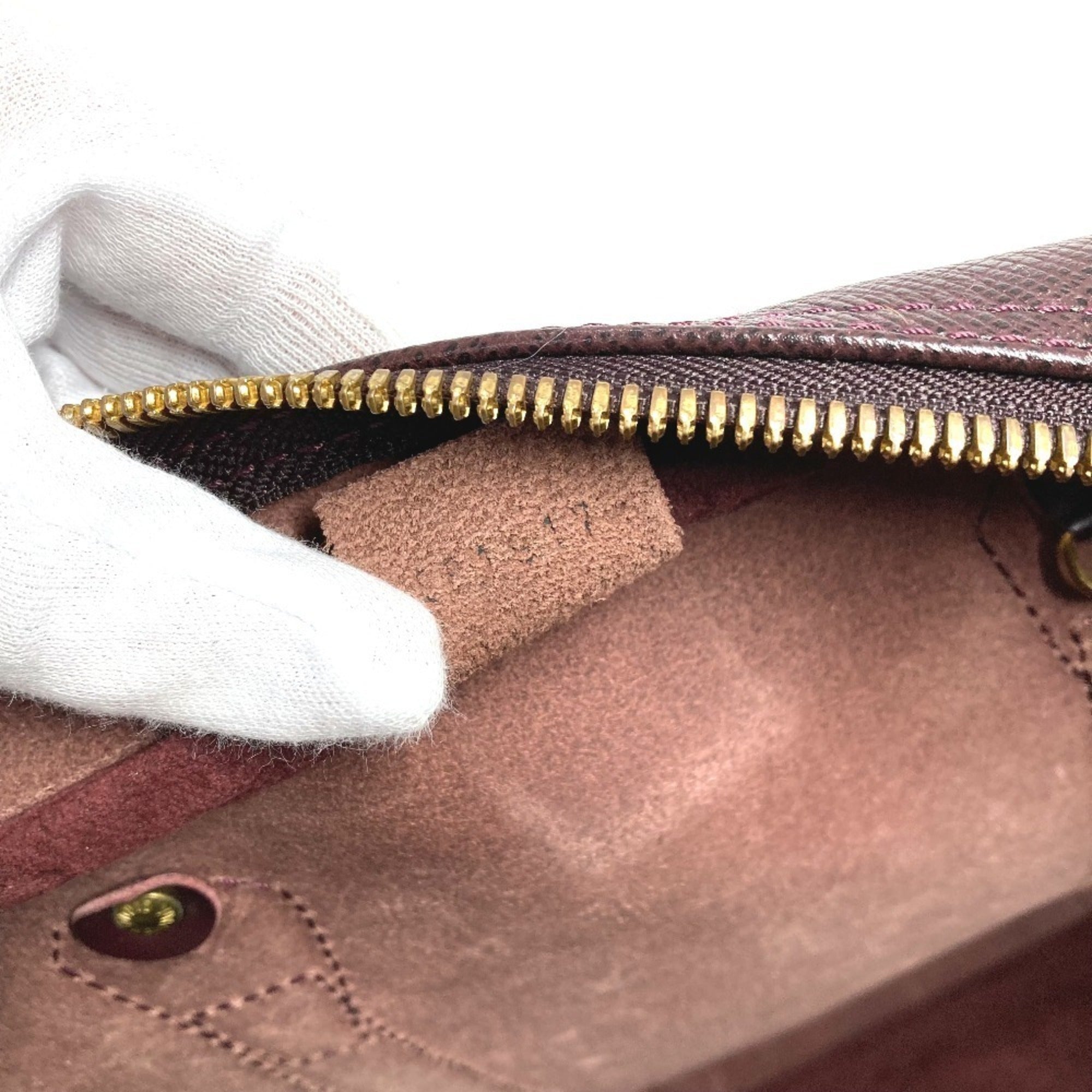 Louis Vuitton Acajou Purple Taiga Leather Boston Bag Shoulder Bag