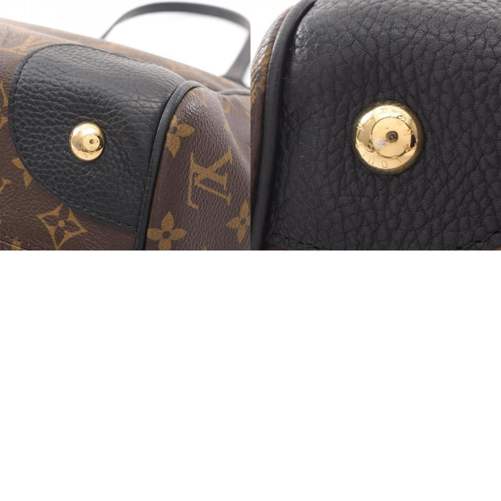 Louis Vuitton Monogram Black Brown Coated Canvas Leather Tote Bag