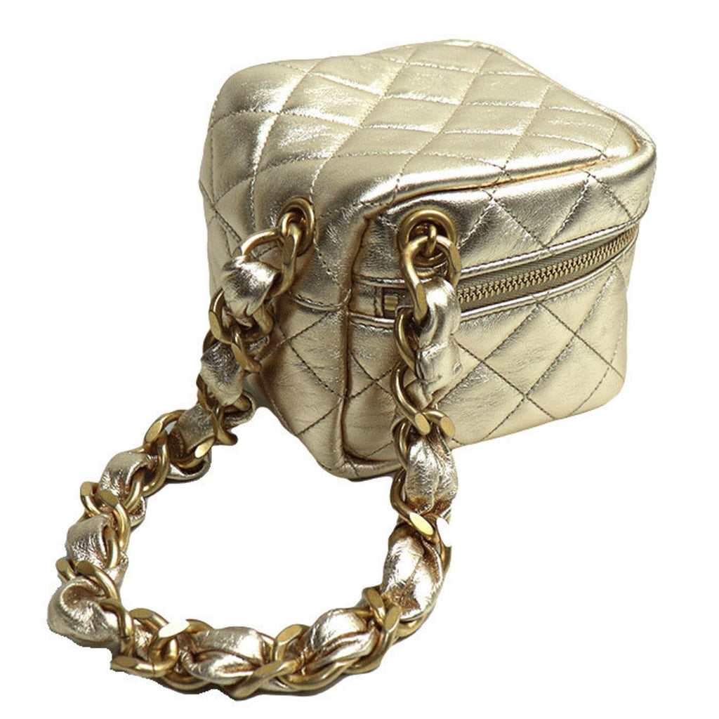 Chanel Matelasse Gold Leather Clutch Bag