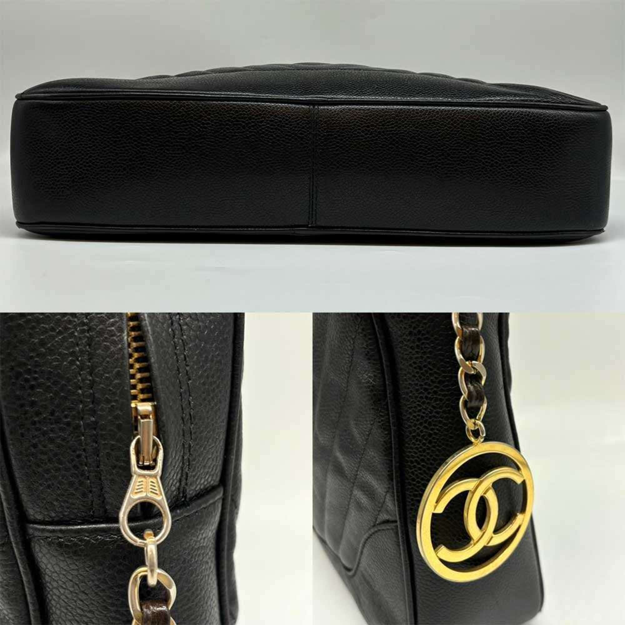 Chanel Chevron (V Stitch) Black Caviar Leather Handbag