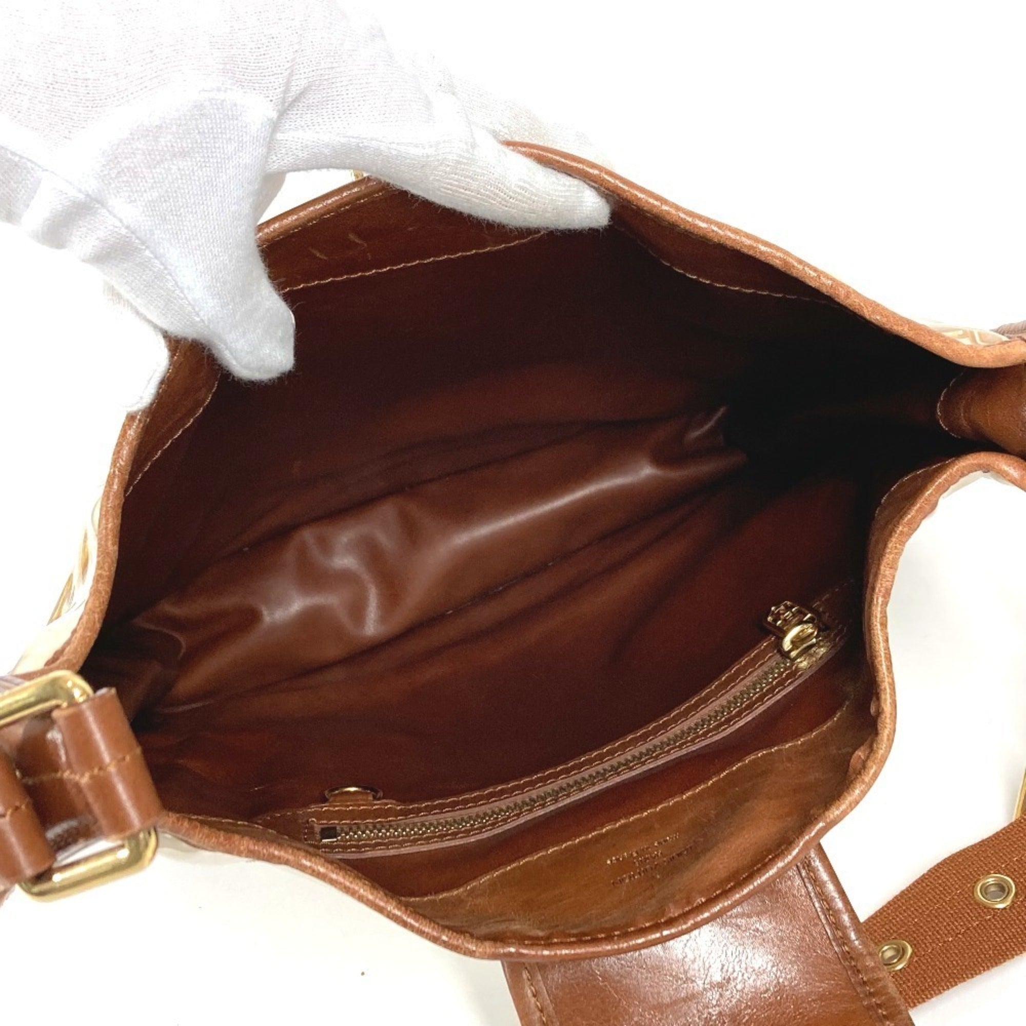 Louis Vuitton Brown White Vinyl Leather Shoulder Bag