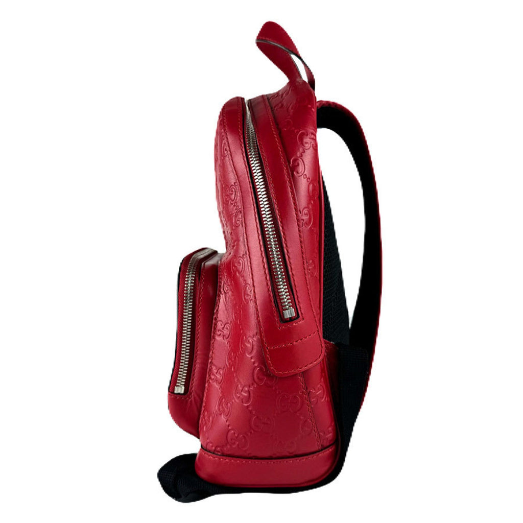 Gucci Red Color Leather Backpack (Pre-Owned)