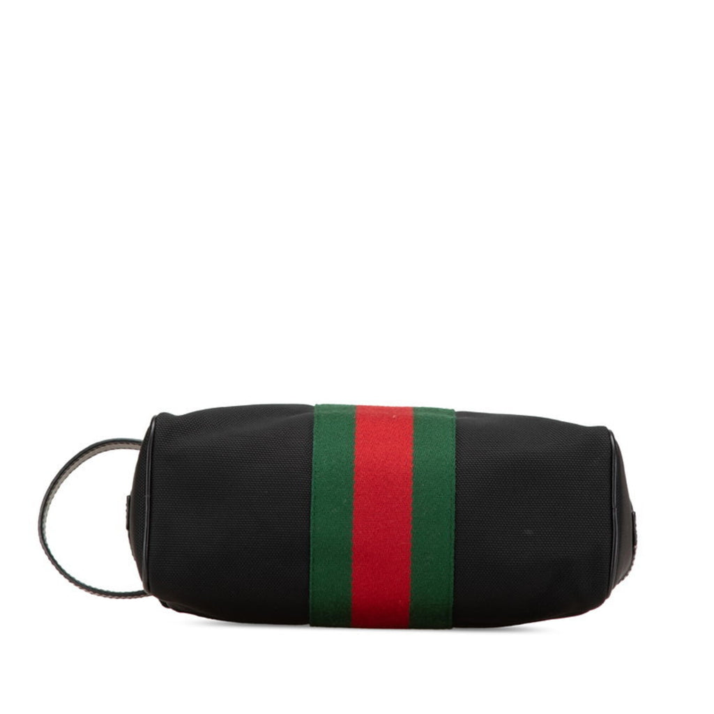 Gucci Black Leather Nylon Canvas Clutch Bag (Pre-Owned)