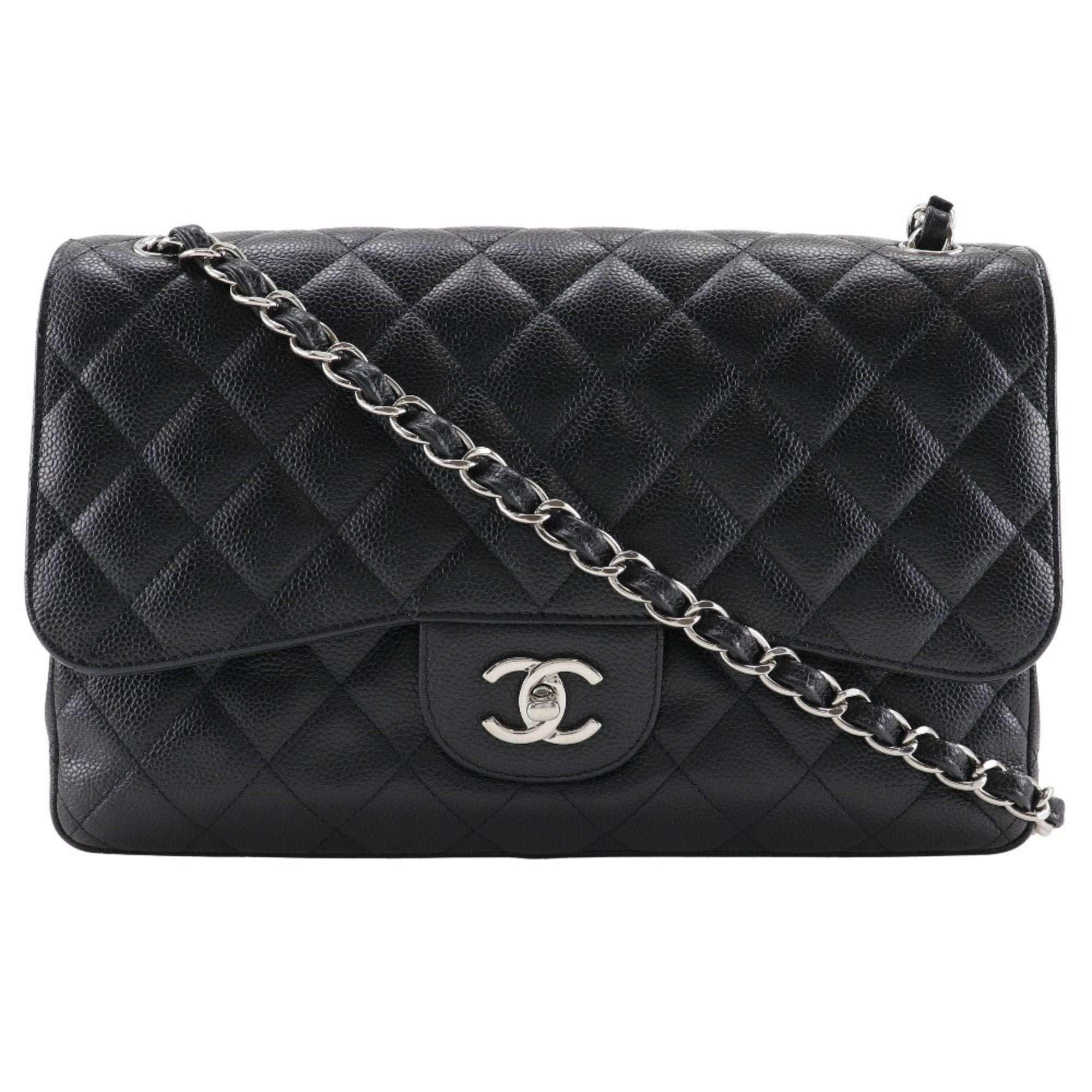 Chanel Black Caviar Leather Shoulder Bag