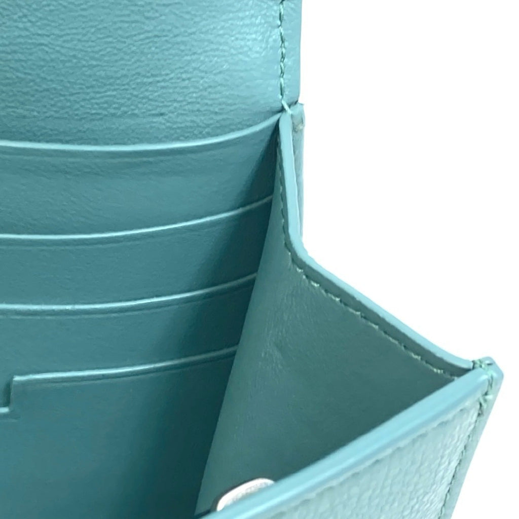 Bottega Veneta Blue Light Blue Green Leather Long Wallet (Bi-Fold)