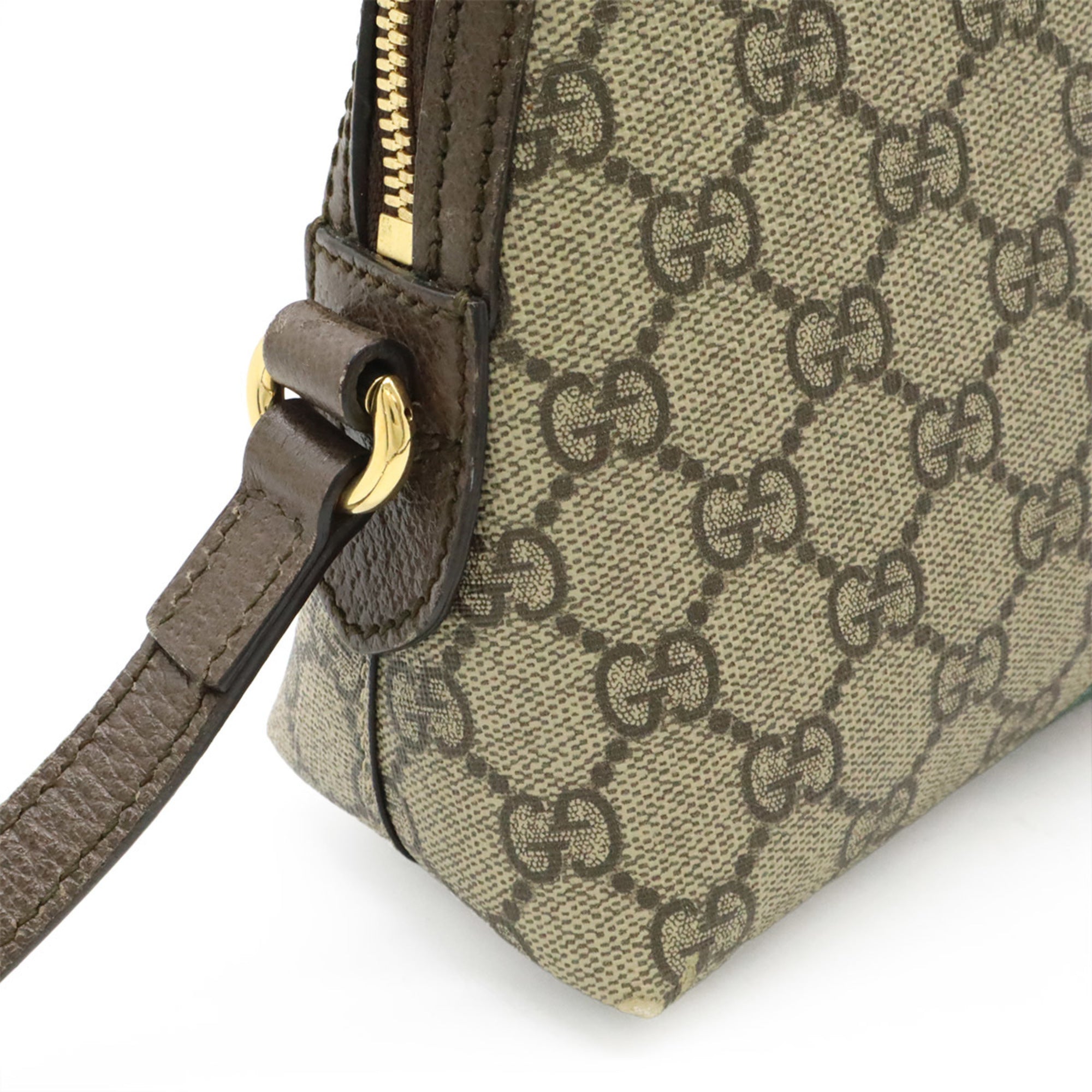 Gucci Sherry Line Beige Brown Green Red Color Gg Supreme Canvas Pvc Coated Canvas Pochette Shoulder Bag (Pre-Owned)