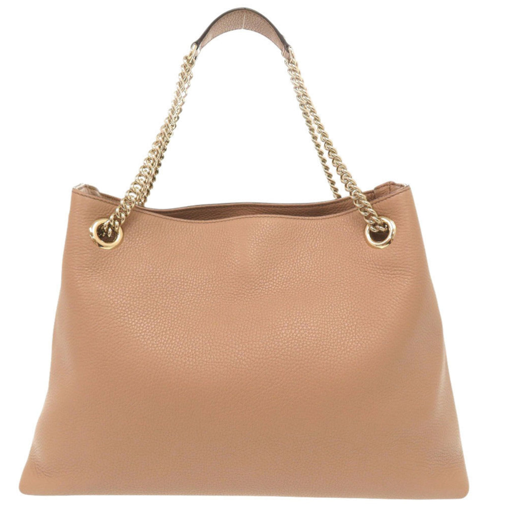 Gucci Beige Leather Shoulder Bag Tote Bag (Pre-Owned)