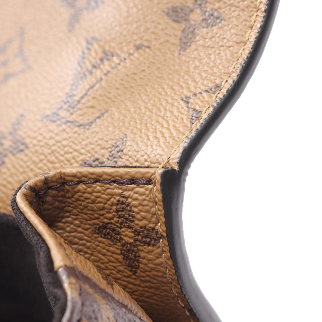 Louis Vuitton Black Brown Coated Canvas Leather Handbag Pochette