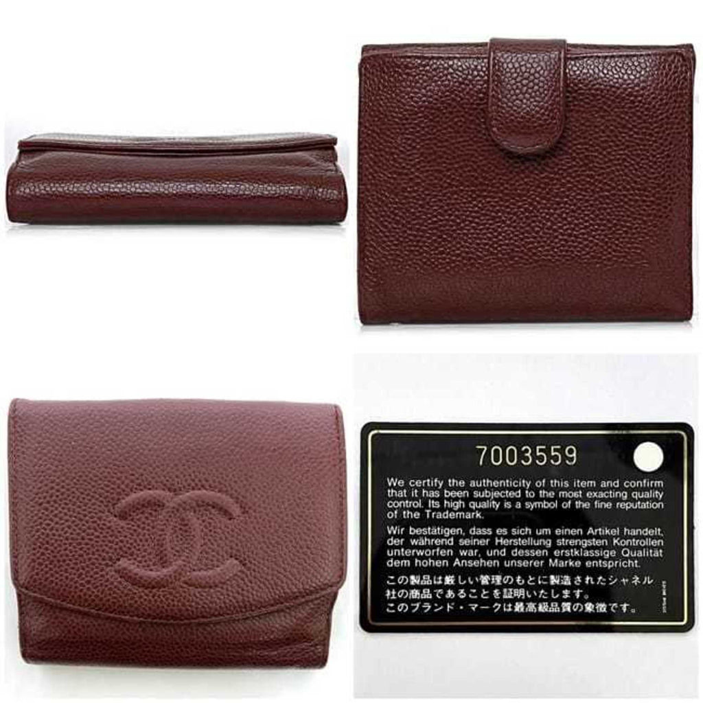 Chanel Red Color Grained Calfskin Leather Wallet (Bi-Fold)