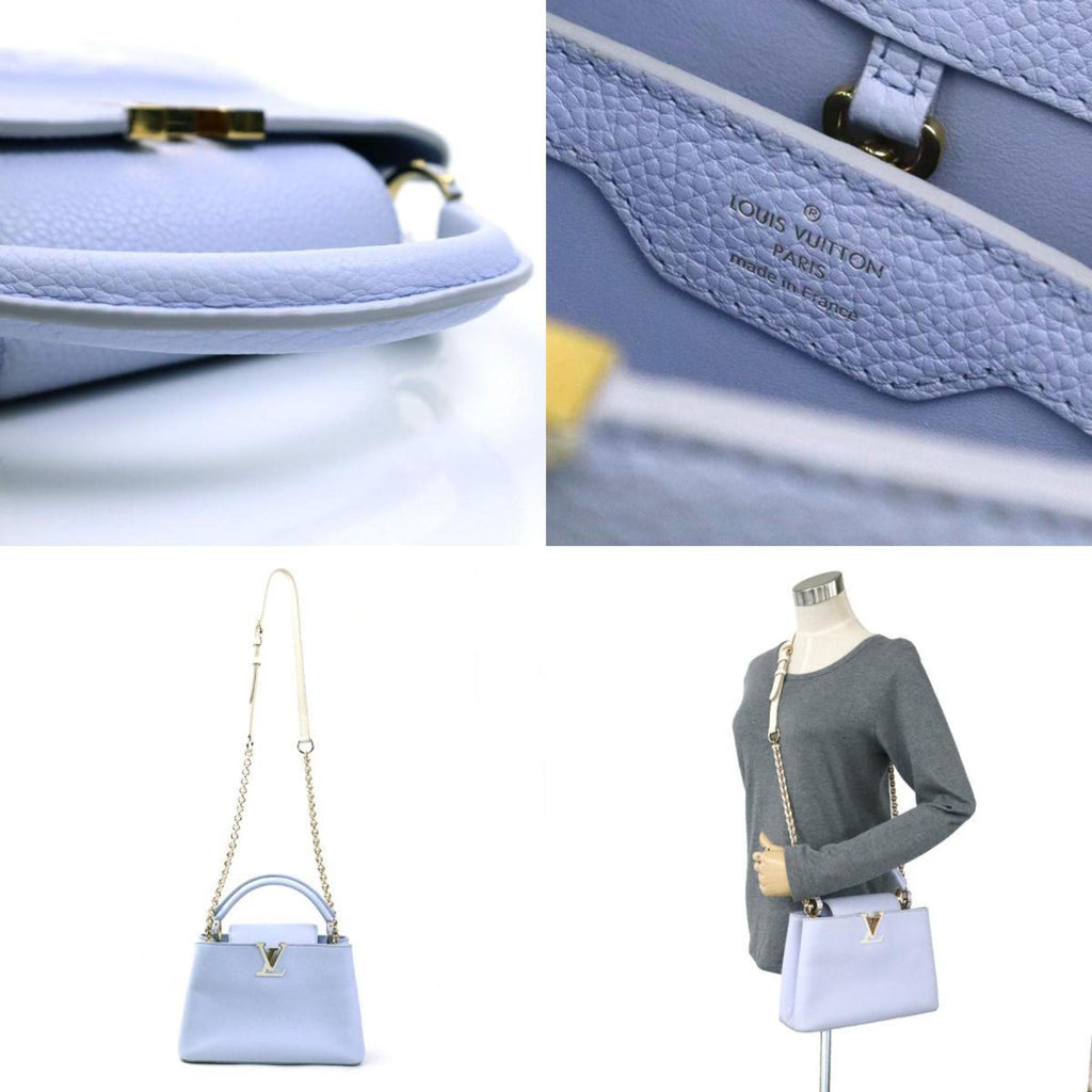 Louis Vuitton Ivory Light Purple Leather Handbag Shoulder Bag