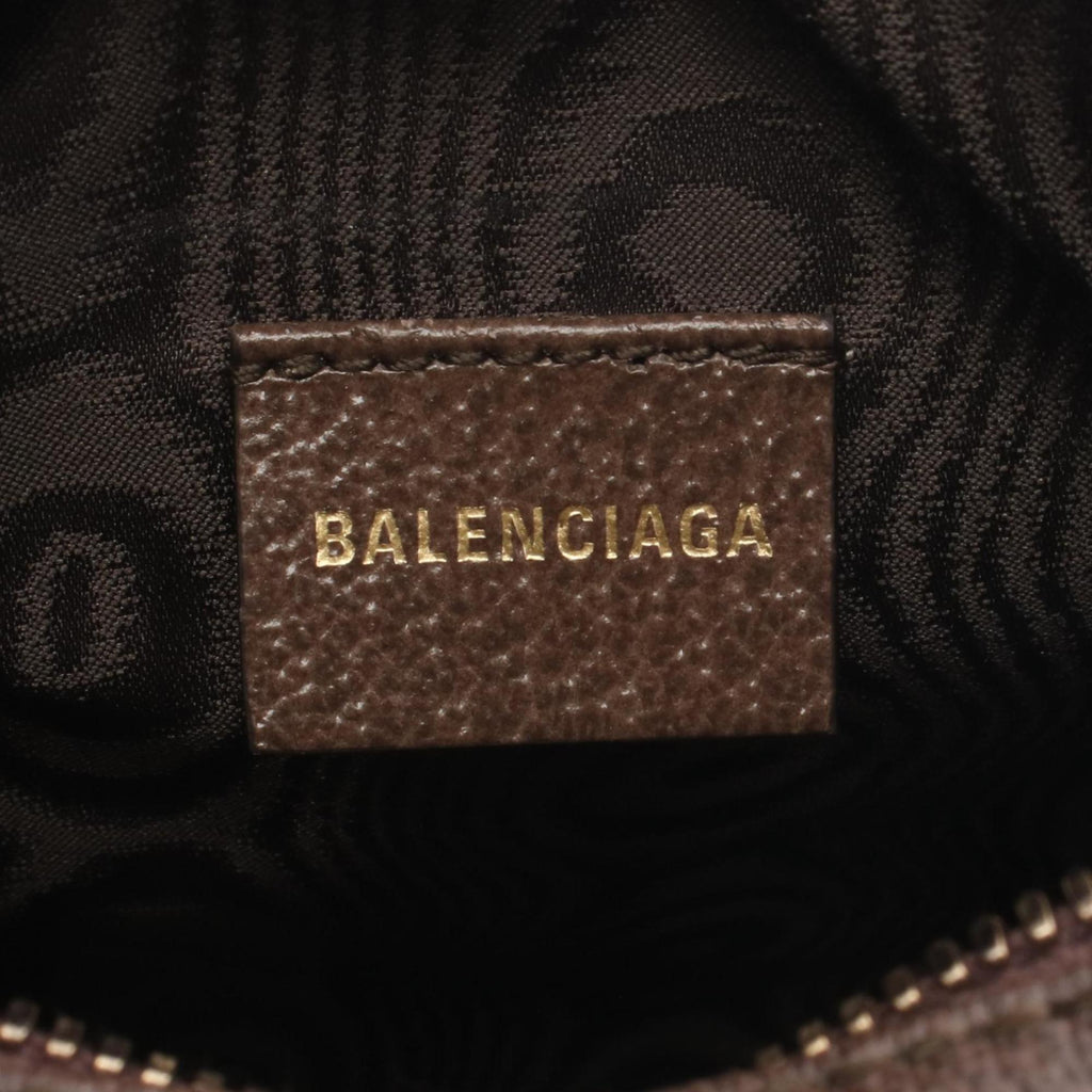 Balenciaga Beige Brown Coated Canvas Leather Handbag Shoulder
