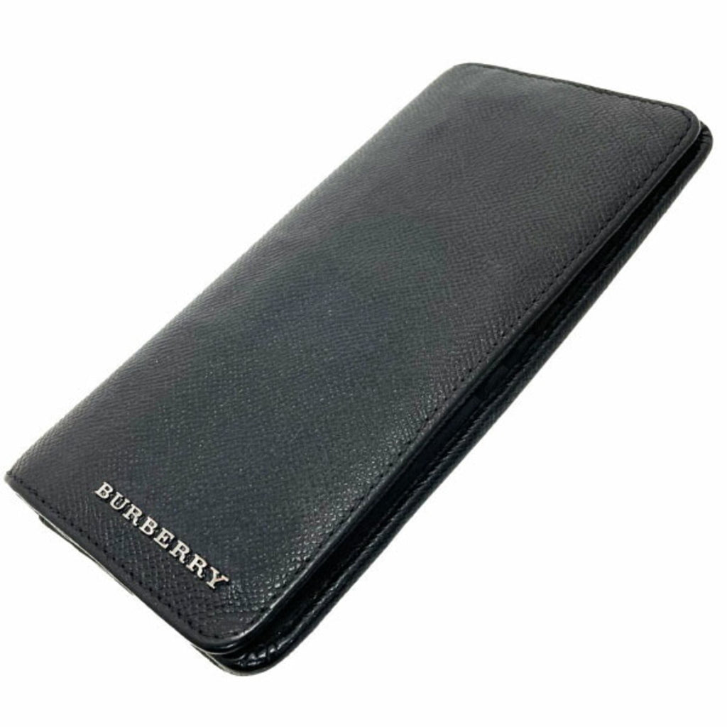 Burberry Black Leather Long Wallet (Bi-Fold)