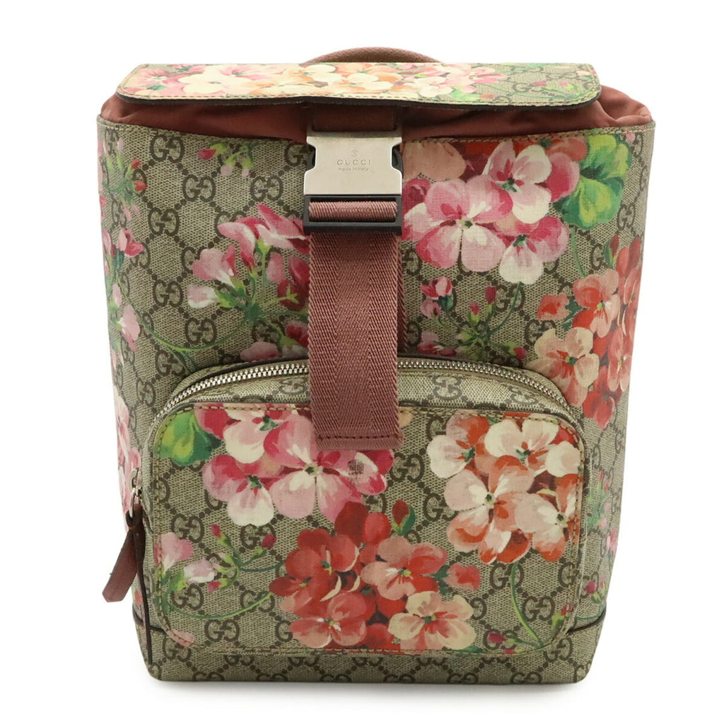Gucci Gg Blooms Beige Pink Multi-Color Gg Supreme Suede Backpack (Pre-Owned)