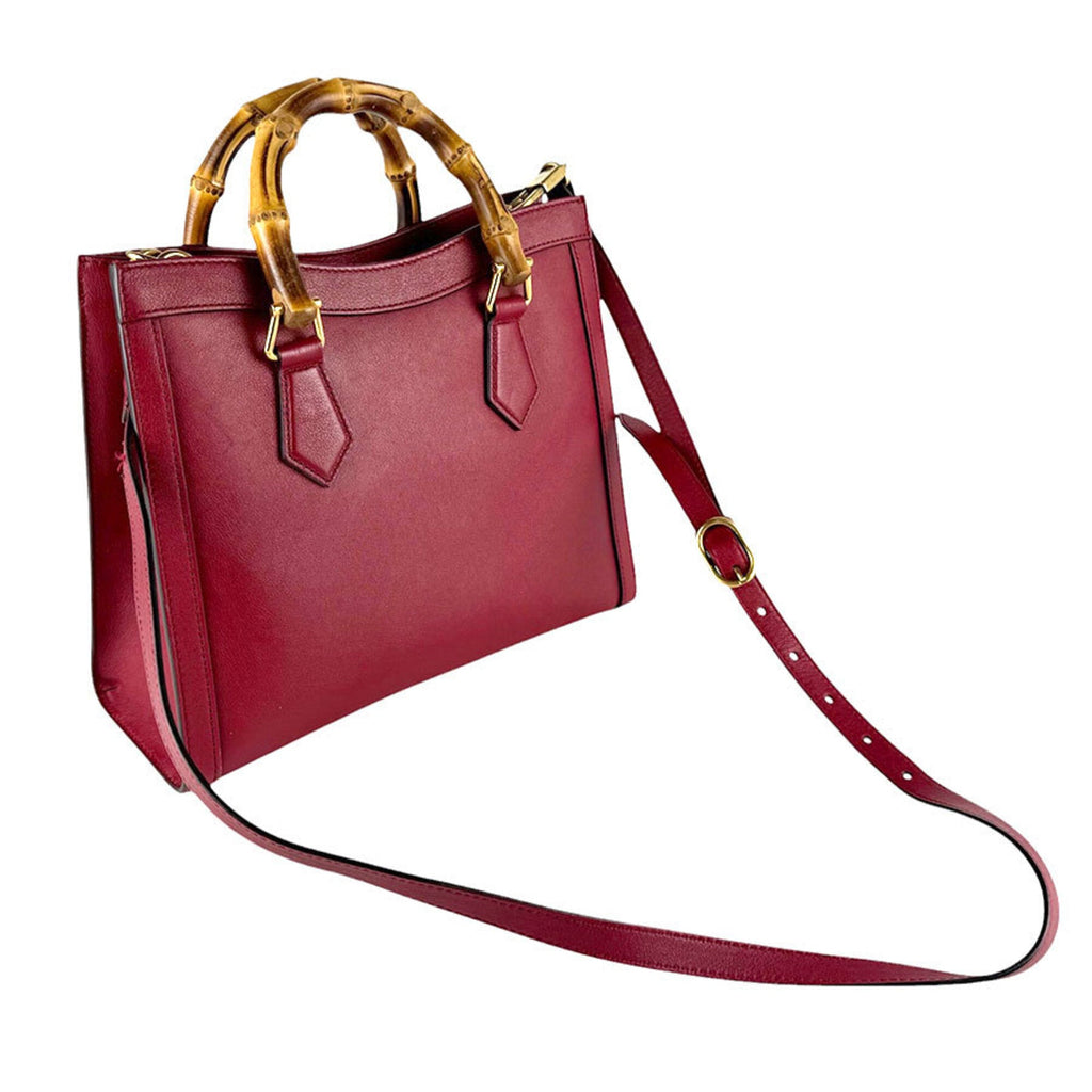 Gucci Red Color Leather Handbag Shoulder Bag Tote Bag (Pre-Owned)