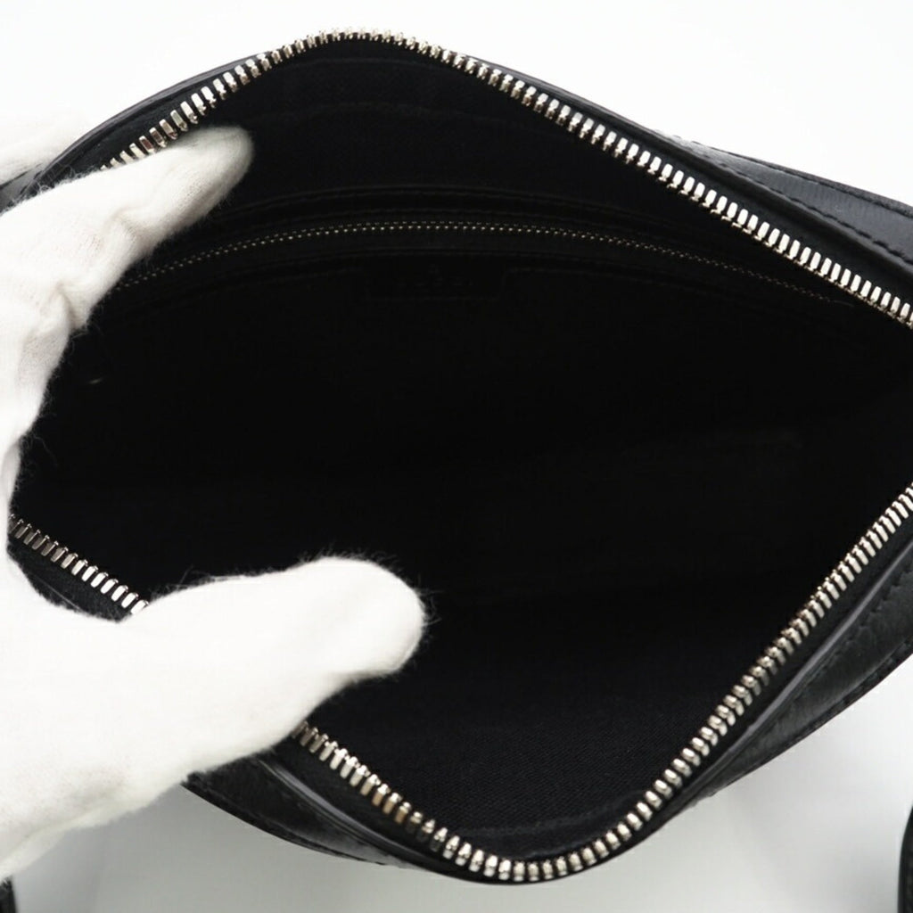 Gucci Black Gray Coated Canvas Shoulder Bag (Pre-Owned)
