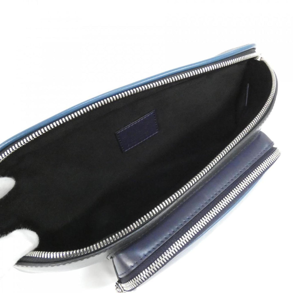 Louis Vuitton Black Blue Leather Coated Canvas Shoulder Bag