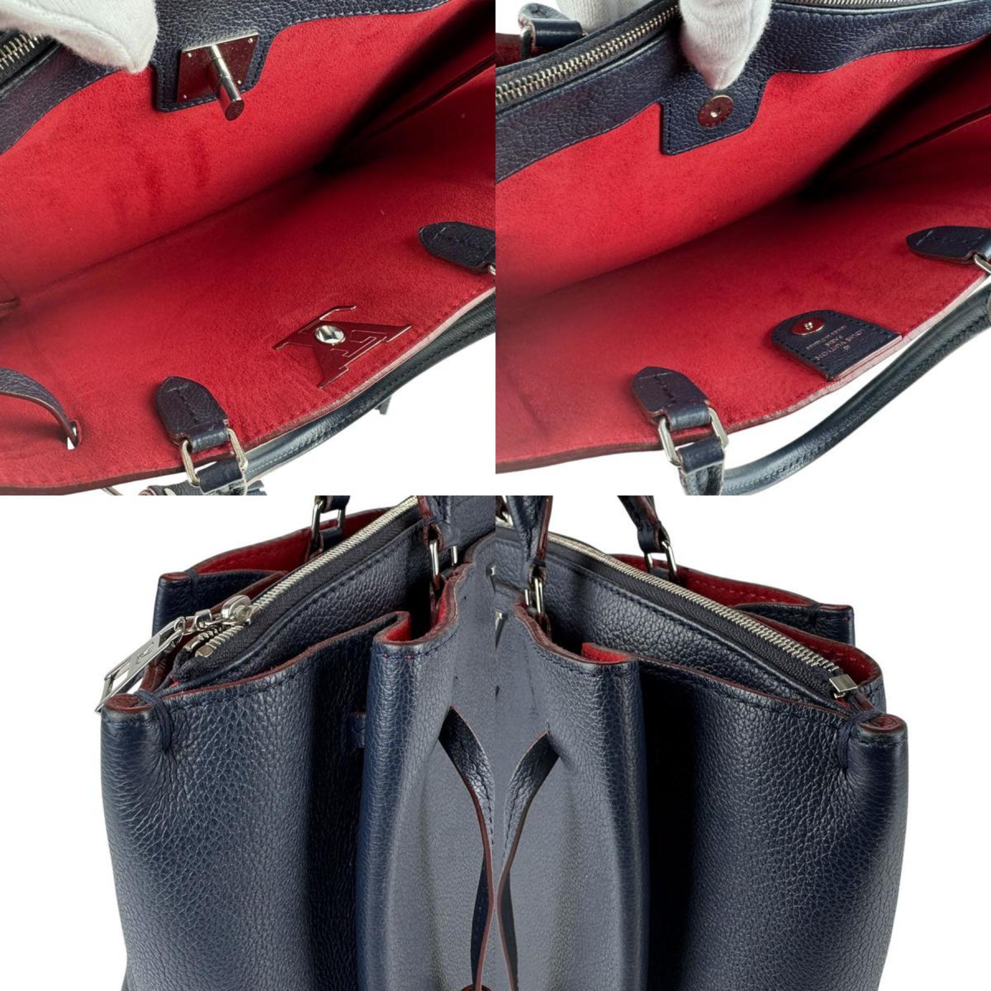Louis Vuitton Navy Leather Handbag Shoulder Bag
