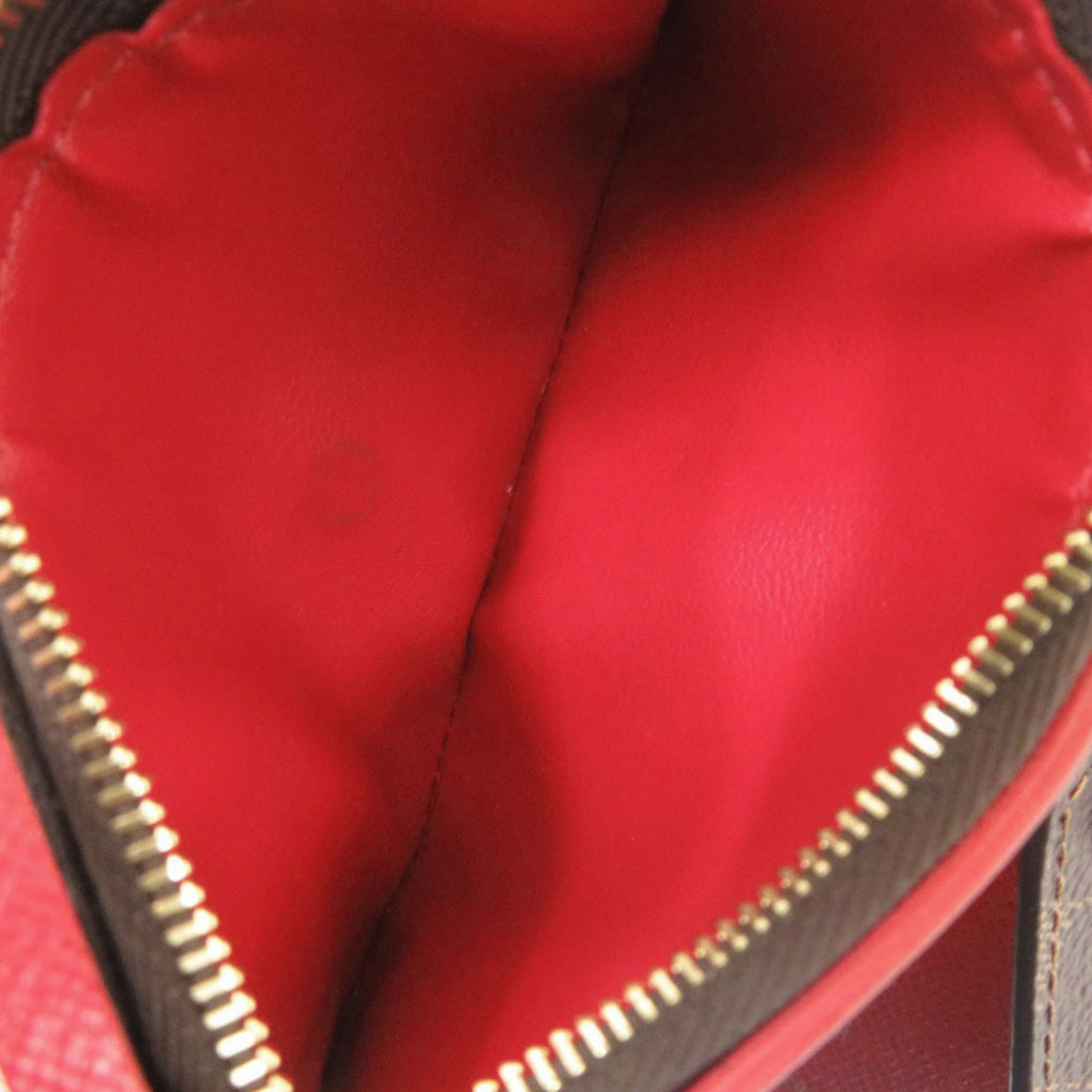 Louis Vuitton Brown Damier Canvas Red Color Damier Canvas Wallet (Tri-Fold)