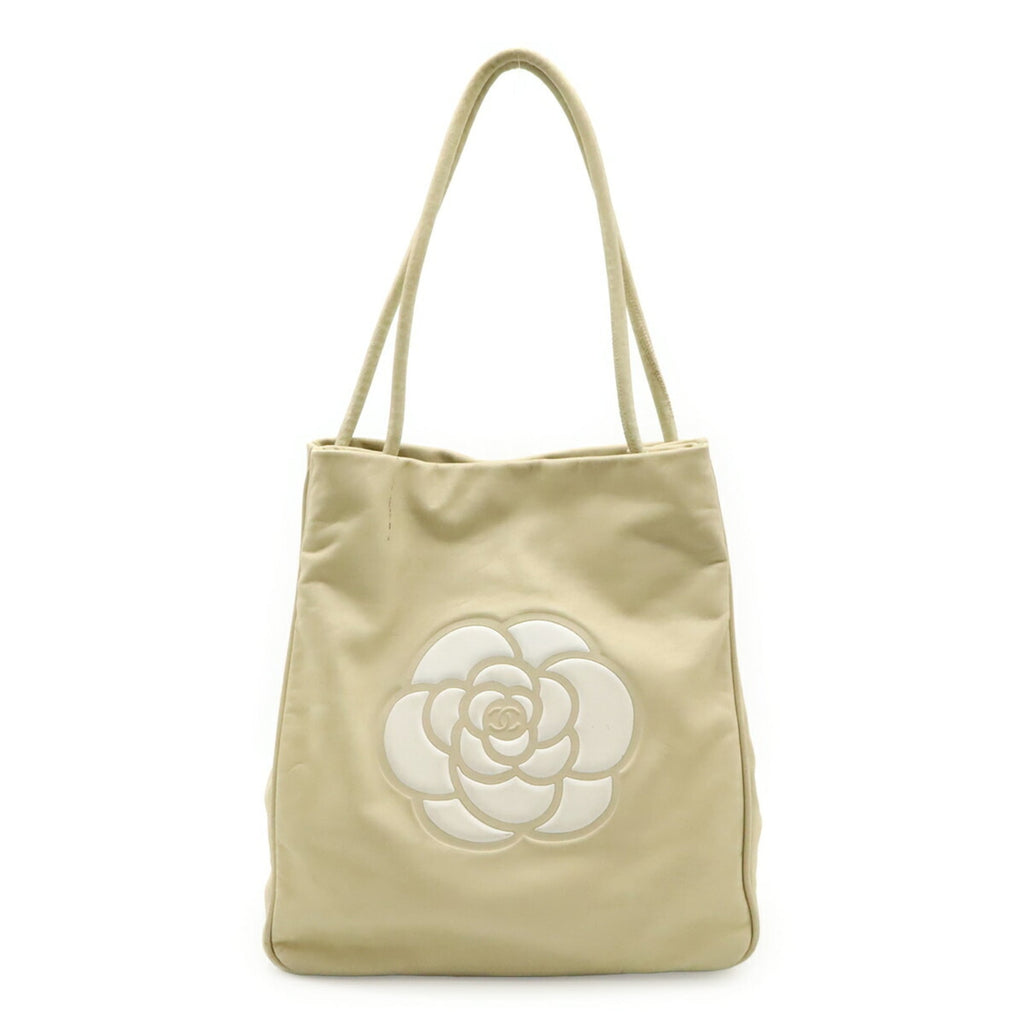 Chanel Beige White Leather Shoulder Bag Tote Bag