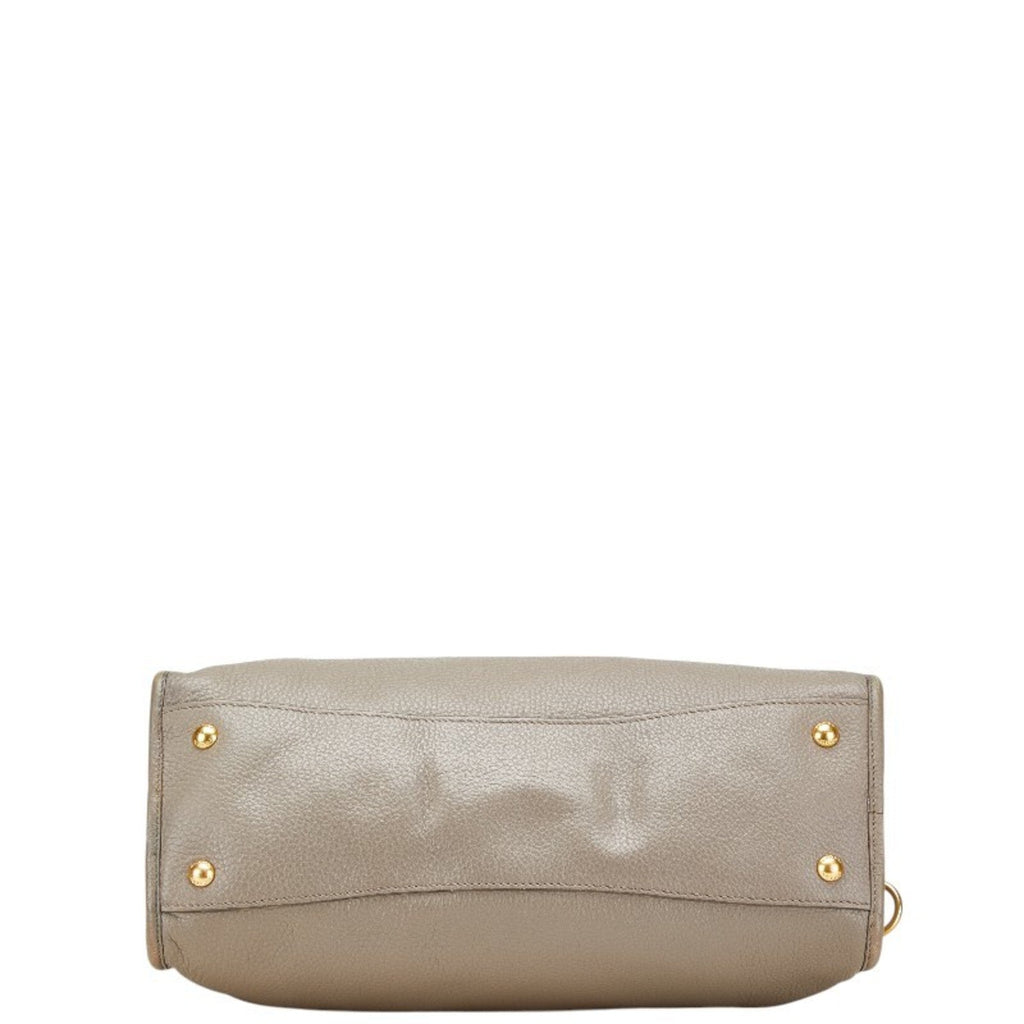 Prada Gray Leather Handbag Shoulder Bag