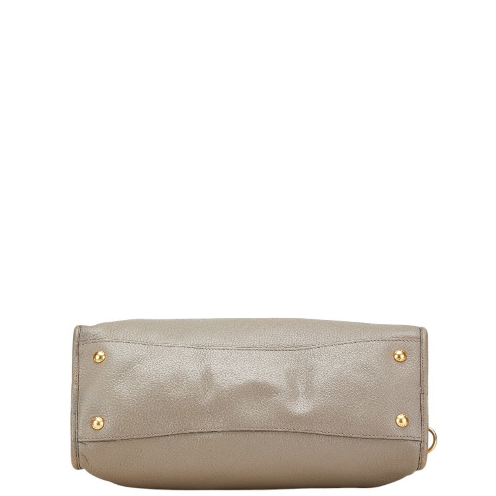 Prada Gray Leather Handbag Shoulder Bag