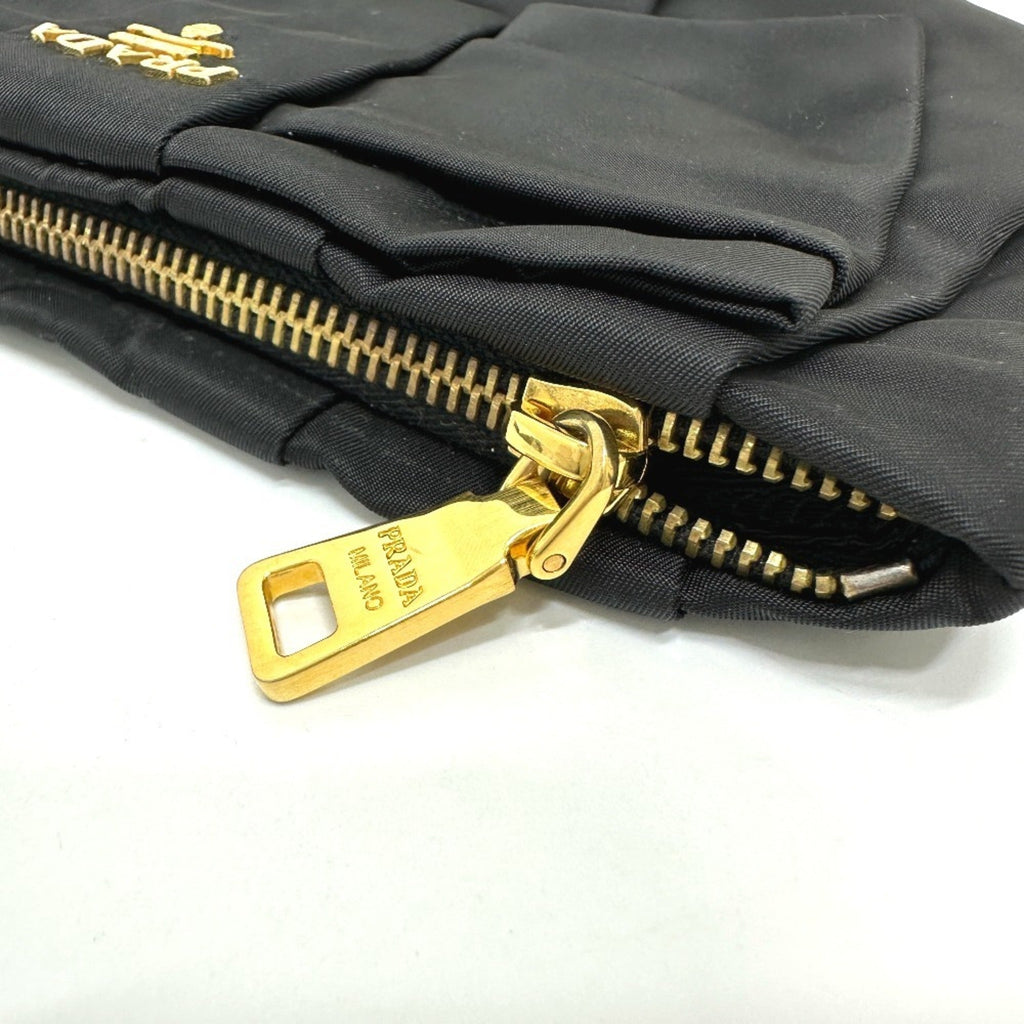 Prada Black Leather Nylon Pouch