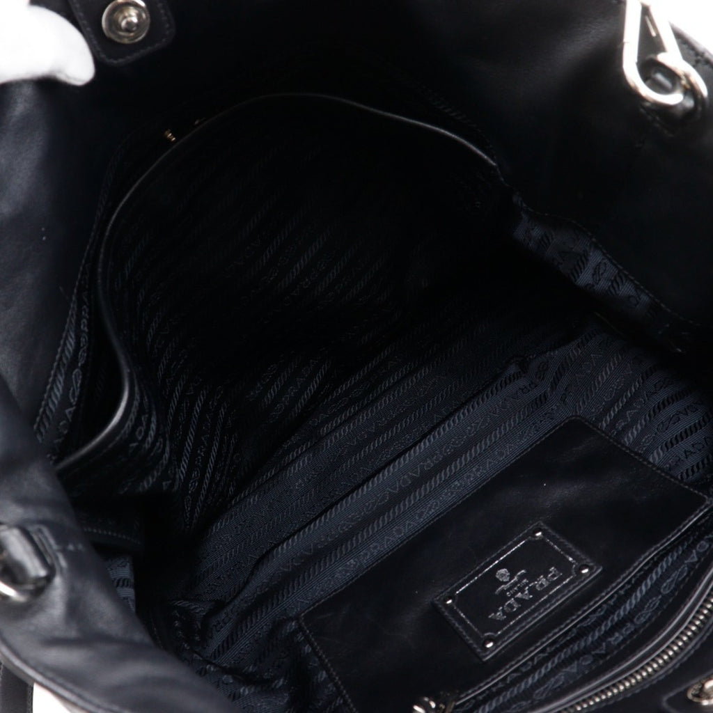 Prada Black Leather Tote Bag