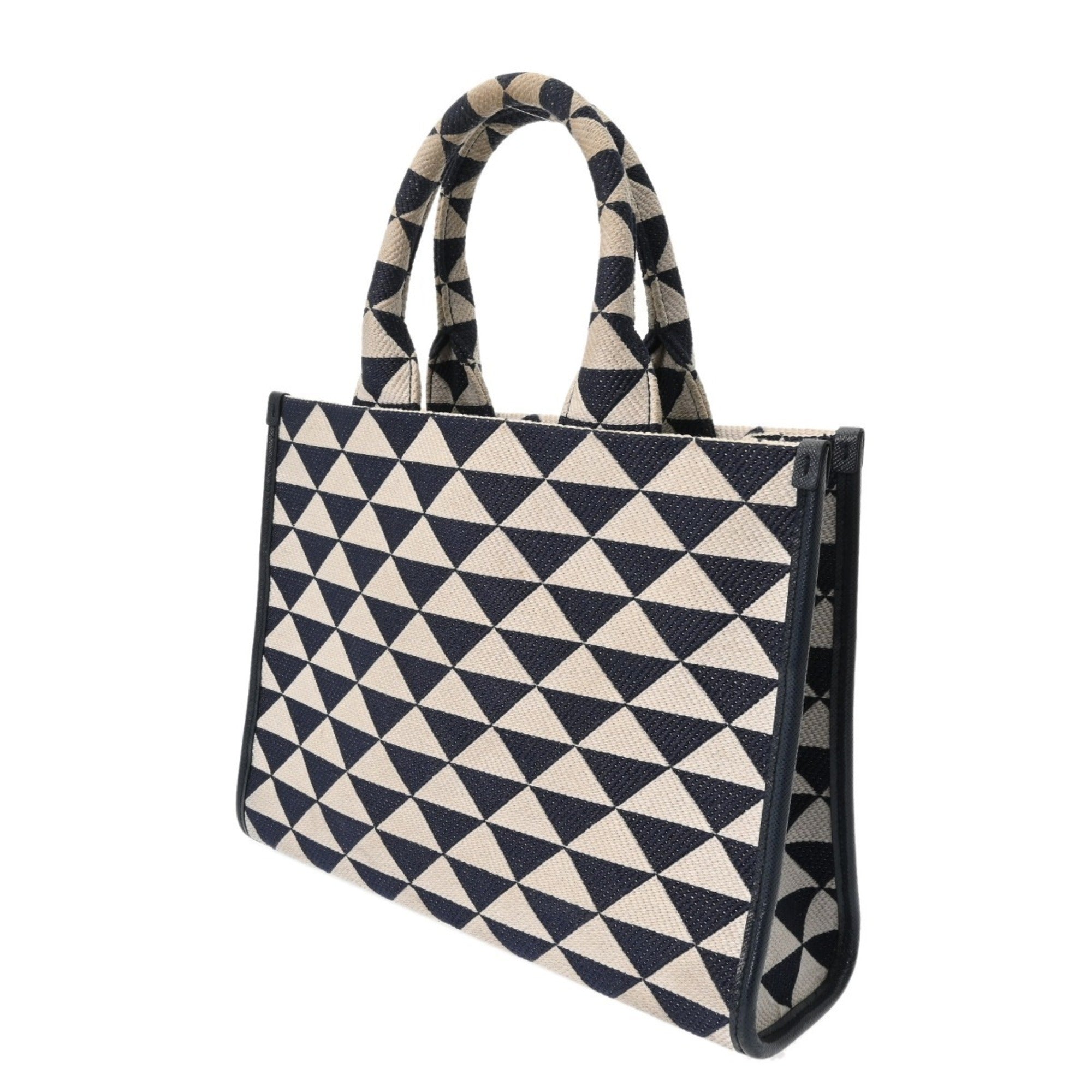 Prada Navy White Canvas Tote Bag