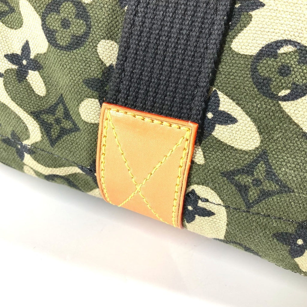Louis Vuitton Black Green Leather Canvas Boston Bag Shoulder Bag Tote Bag