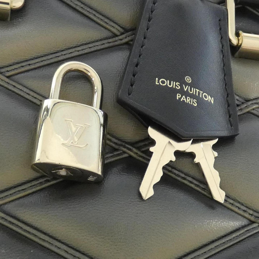 Louis Vuitton Beige Black Leather Handbag