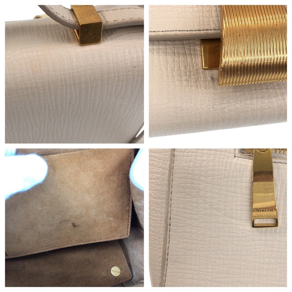 Bottega Veneta Ivory Leather Shoulder Bag