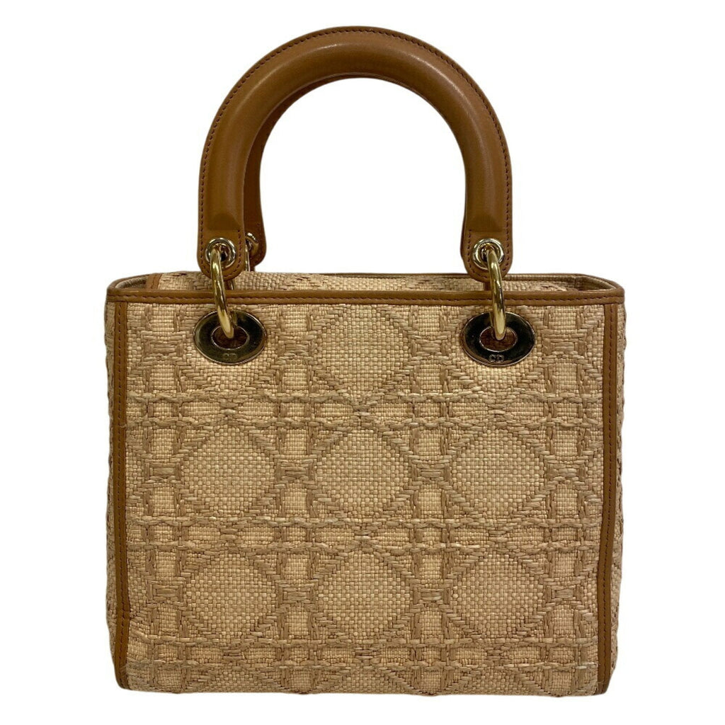 Christian Dior Beige Raffia Leather Shoulder Bag (Pre-Owned)