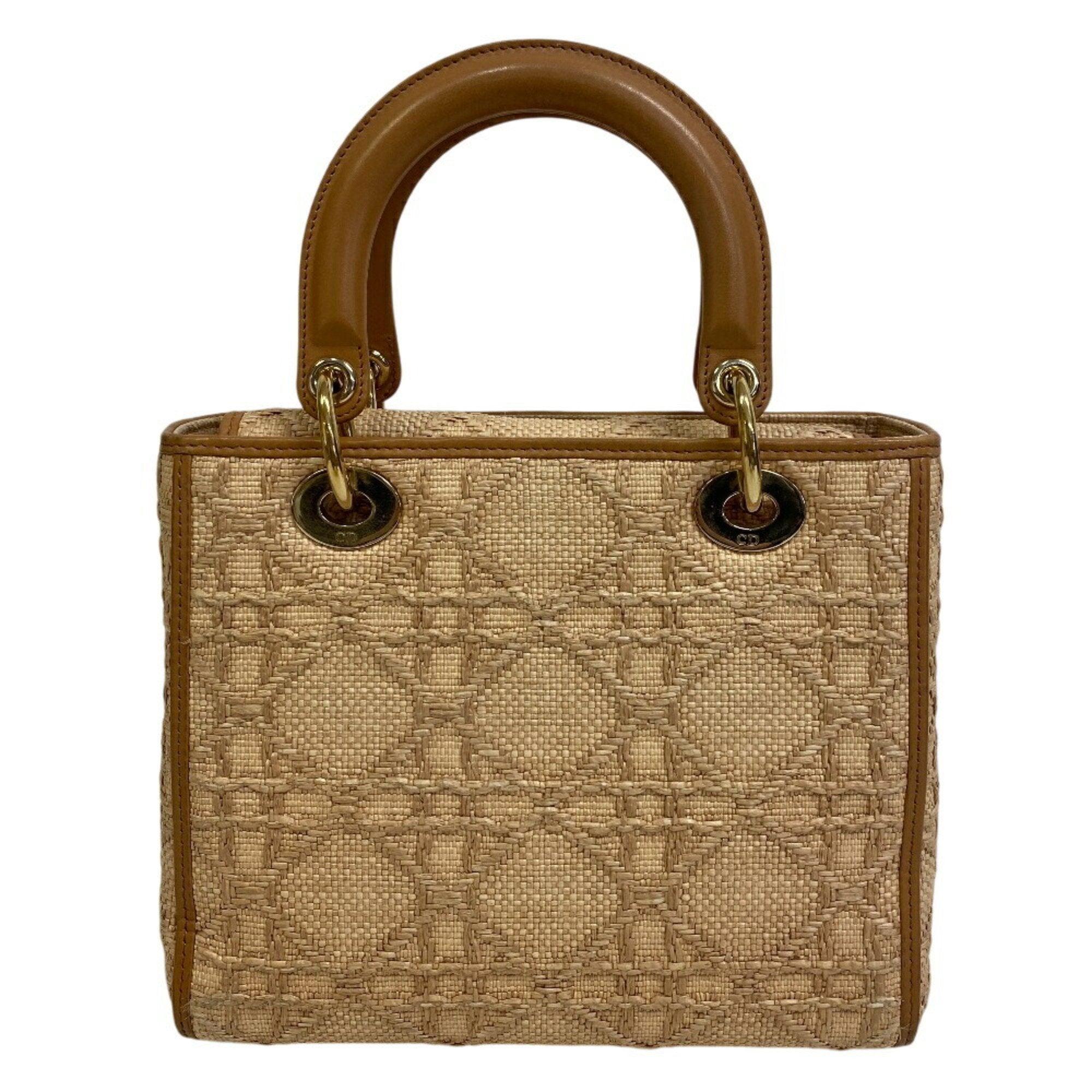 Christian Dior Beige Raffia Leather Shoulder Bag (Pre-Owned)