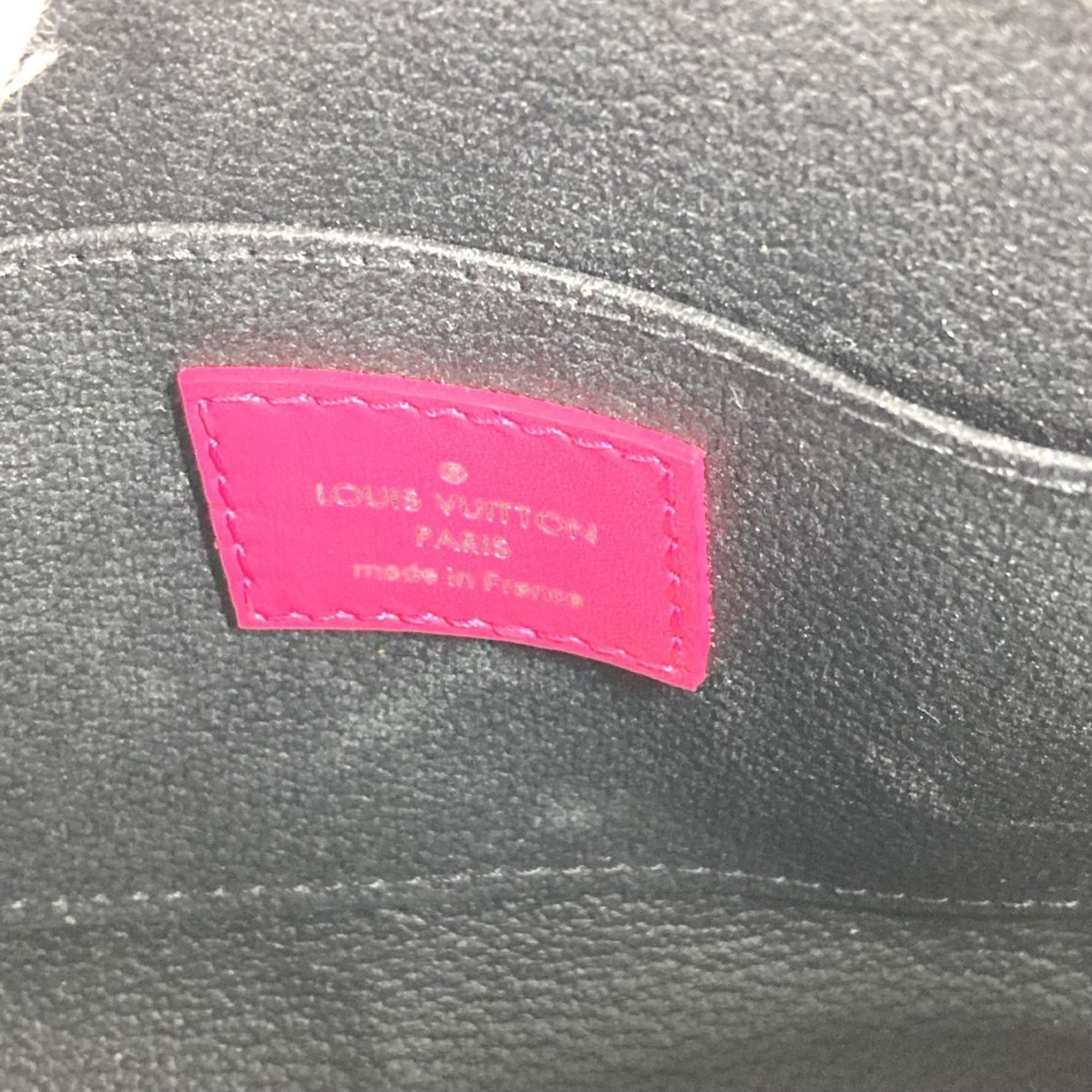 Louis Vuitton Black Noir Pink Epi Leather Pochette Pouch