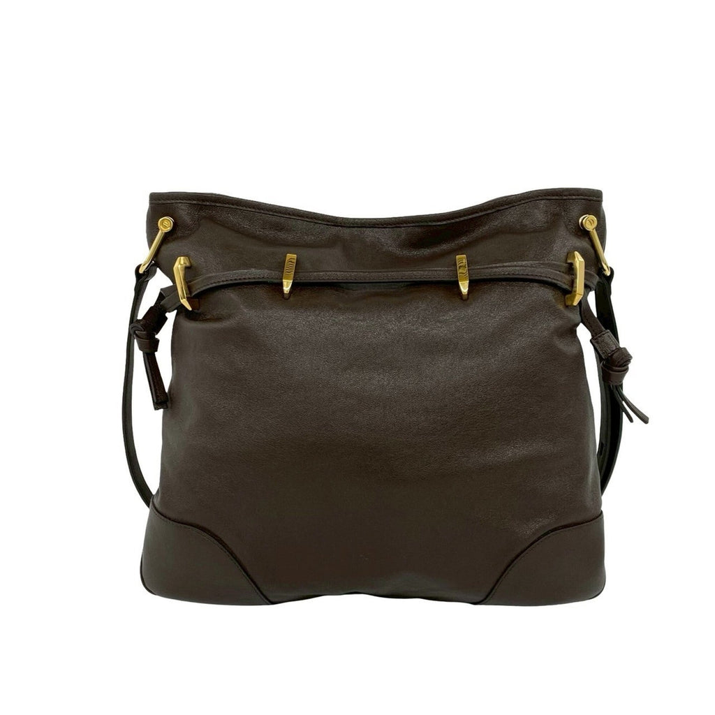 Gucci Brown Leather Shoulder Bag Sling Bag (Pre-Owned)