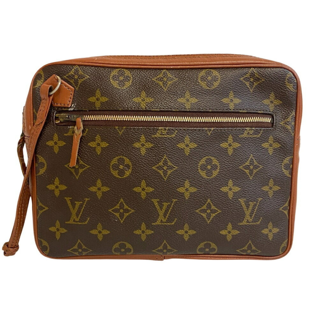 Louis Vuitton Brown Monogram Leather Clutch Bag