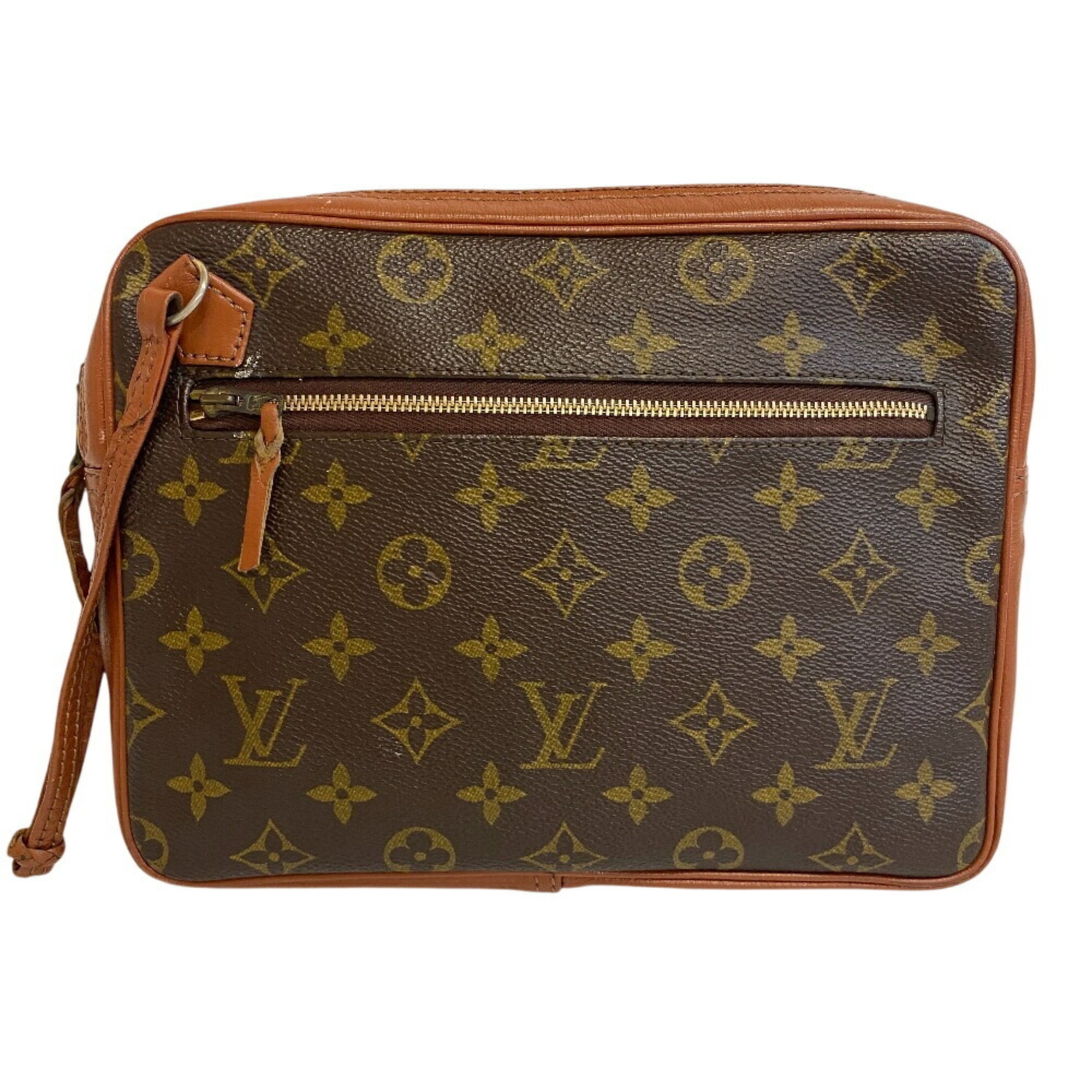 Louis Vuitton Brown Monogram Leather Clutch Bag