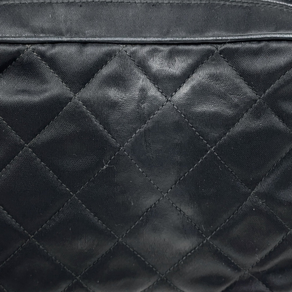 Chanel Matelasse Black Fabric Leather Shoulder Bag