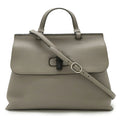 Gucci Gray Bamboo Leather Handbag Shoulder Bag (Pre-Owned)