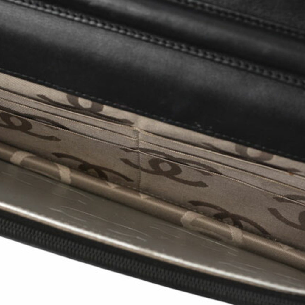 Chanel Black Leather Chain/Shoulder Wallet