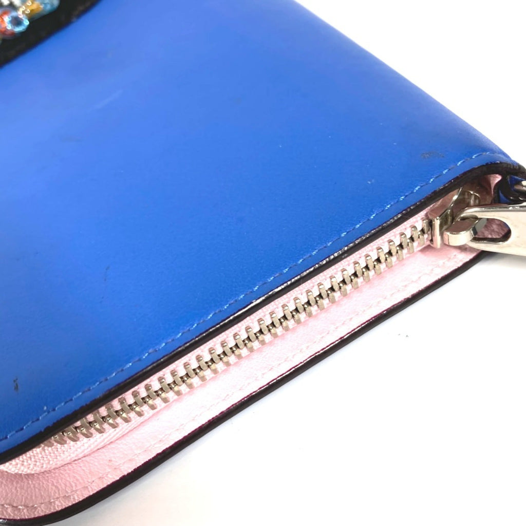 Christian Dior Blue Leather Long Wallet (Bi-Fold) (Pre-Owned)